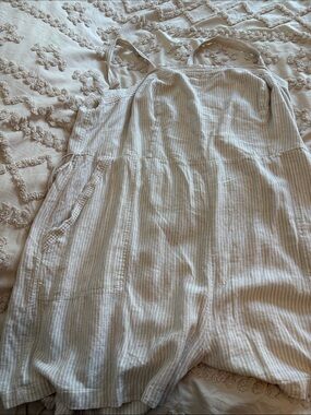 Old Navy Beige and White Striped Romper